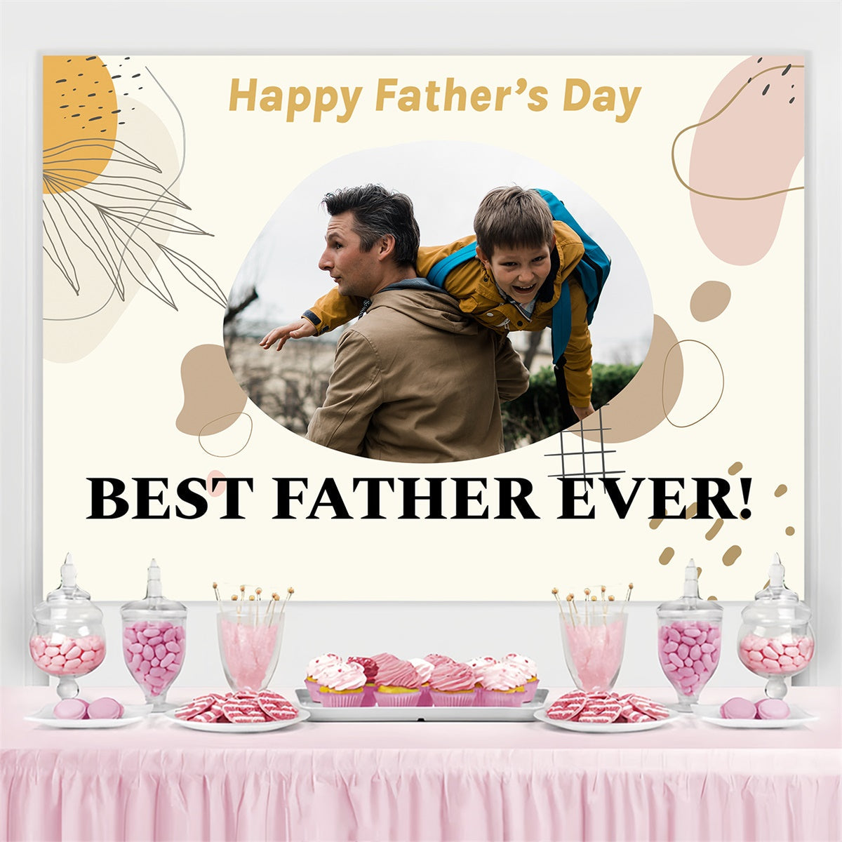 Vatertags-Fotokulisse Minimal Modern Beige Individueller Hintergrund TWW4-74