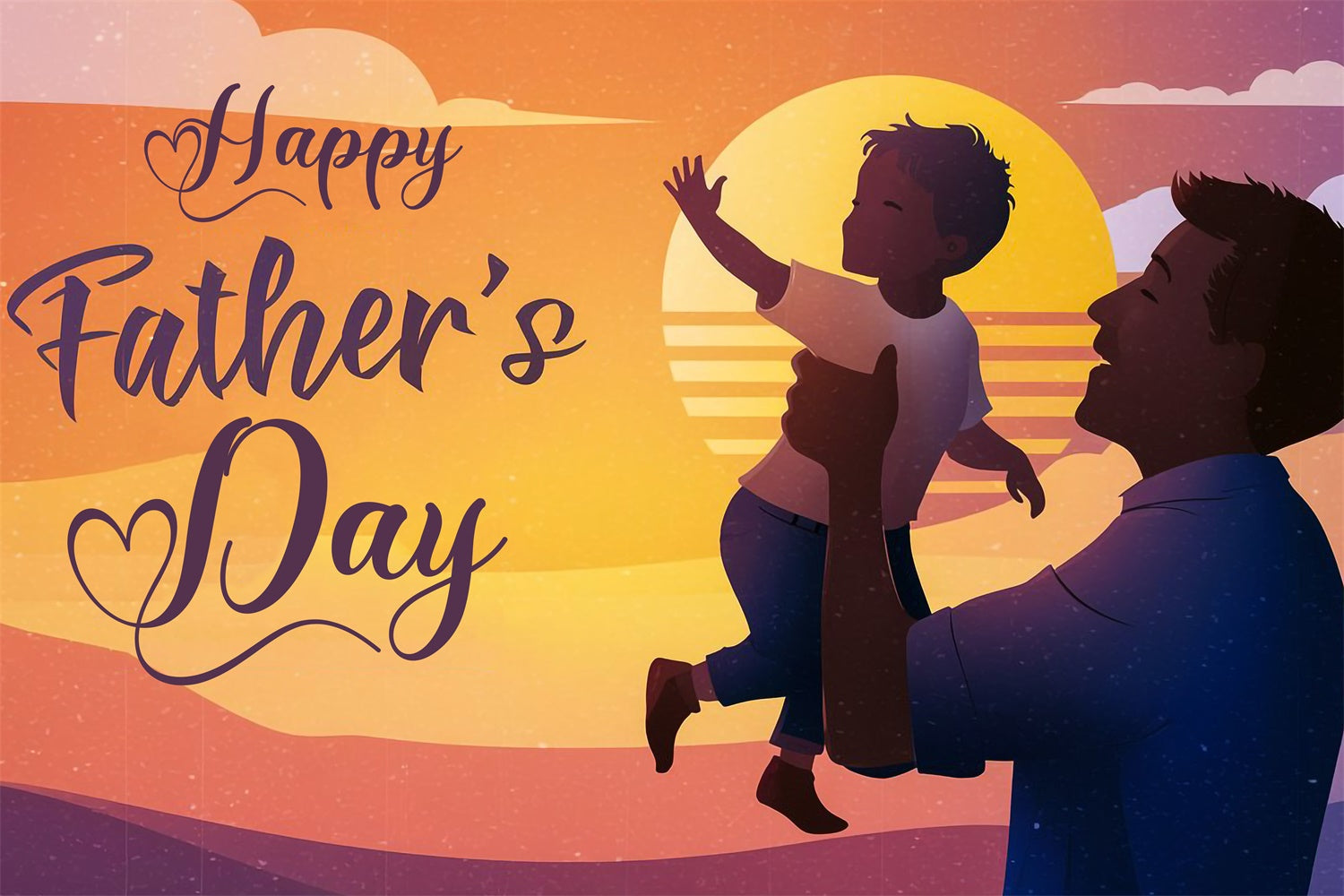 Hintergrundbild Vatertag Sonnenuntergang Silhouette Personalisierte Hintergrundbild TWW4-79