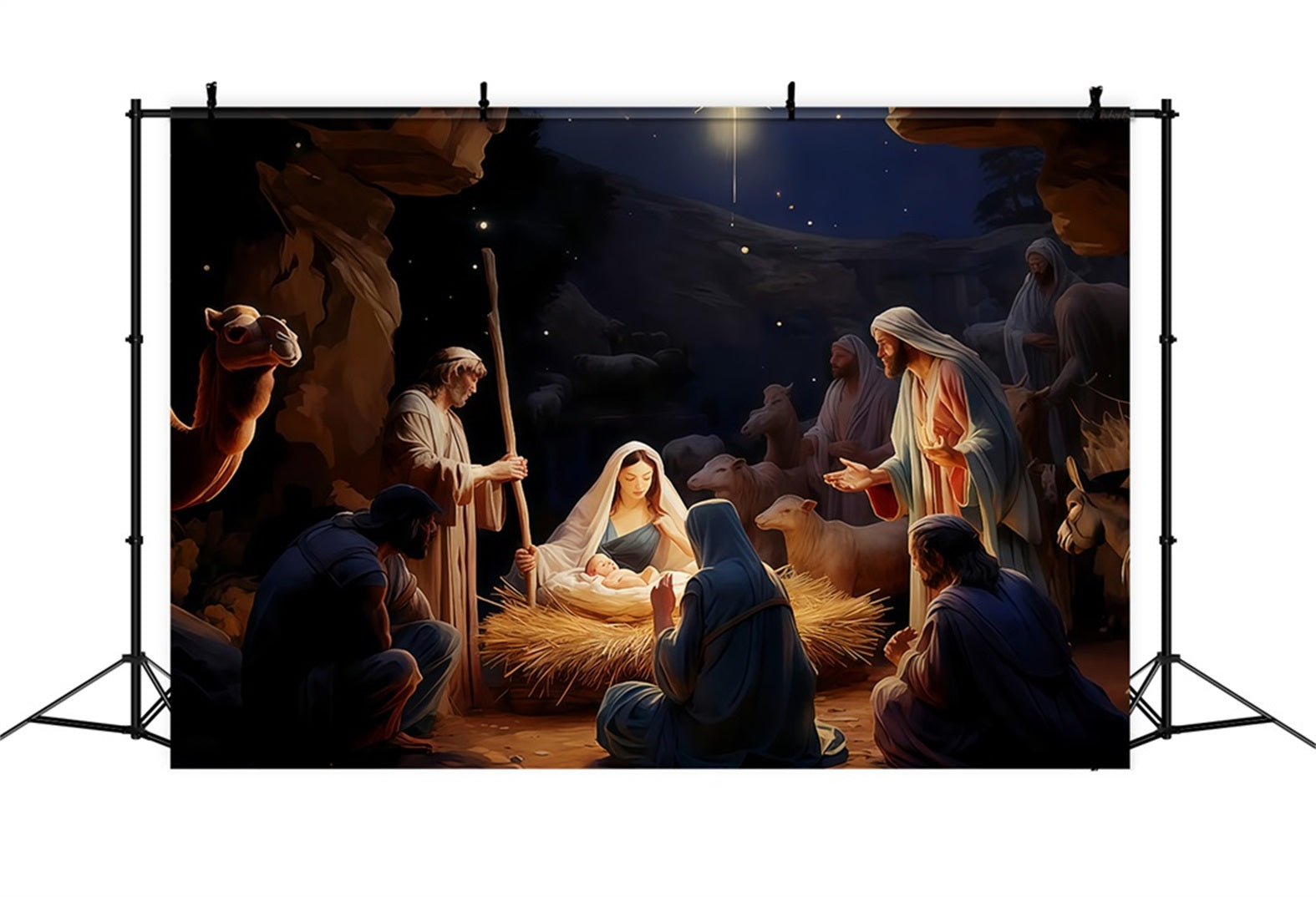 Krippen-Hintergrund Heilige Familie Krippen-Nacht Weihnachtsfotografie-Hintergründe TWW510-102