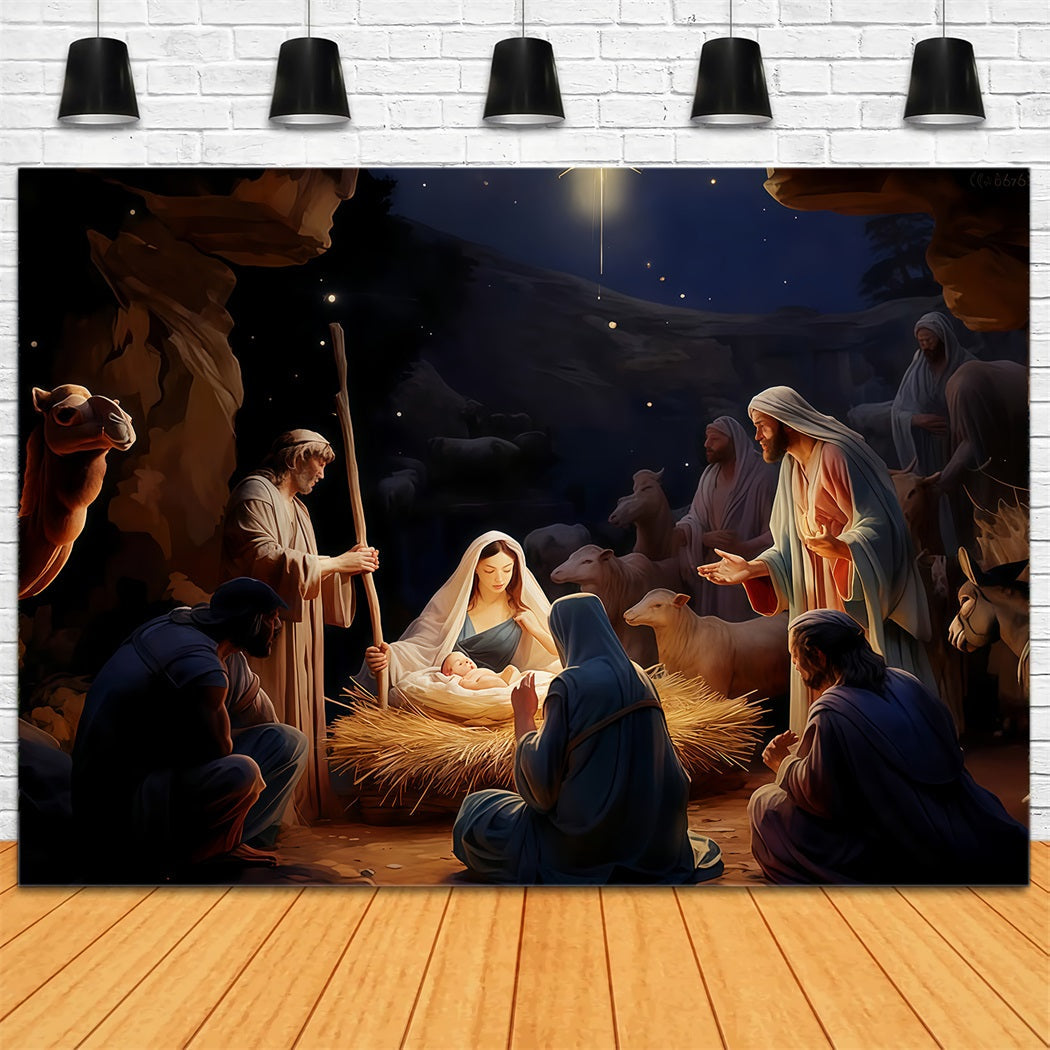 Krippen-Hintergrund Heilige Familie Krippen-Nacht Weihnachtsfotografie-Hintergründe TWW510-102