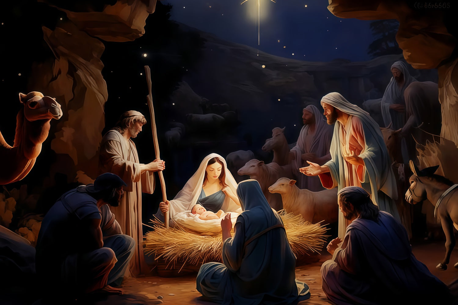 Krippen-Hintergrund Heilige Familie Krippen-Nacht Weihnachtsfotografie-Hintergründe TWW510-102