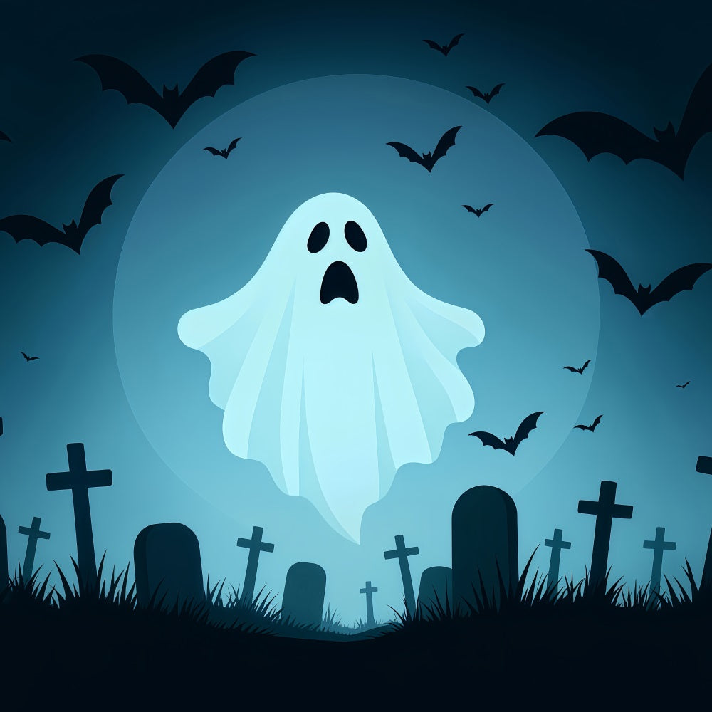 Friedhof-Hintergrund Fliegender Geist Mond Friedhof Halloween-Hintergründe für Fotos TWW510-16