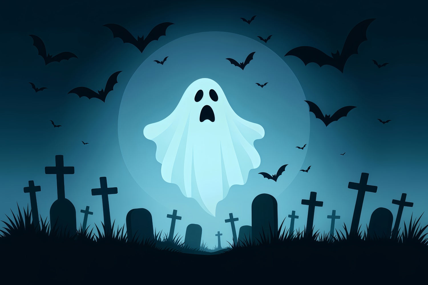 Friedhof-Hintergrund Fliegender Geist Mond Friedhof Halloween-Hintergründe für Fotos TWW510-16