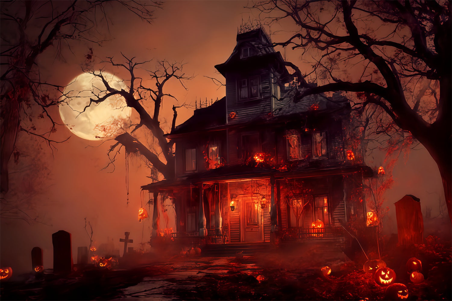 Haunted Mansion Hintergrund Haunted Mansion Blutmond Gruselige Halloween-Hintergründe TWW510-30