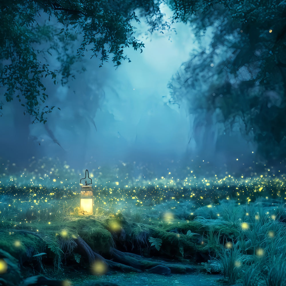 Spukwald-Hintergrund Zauberwald Glühwürmchenlicht Halloween-Fotohintergrund TWW510-39