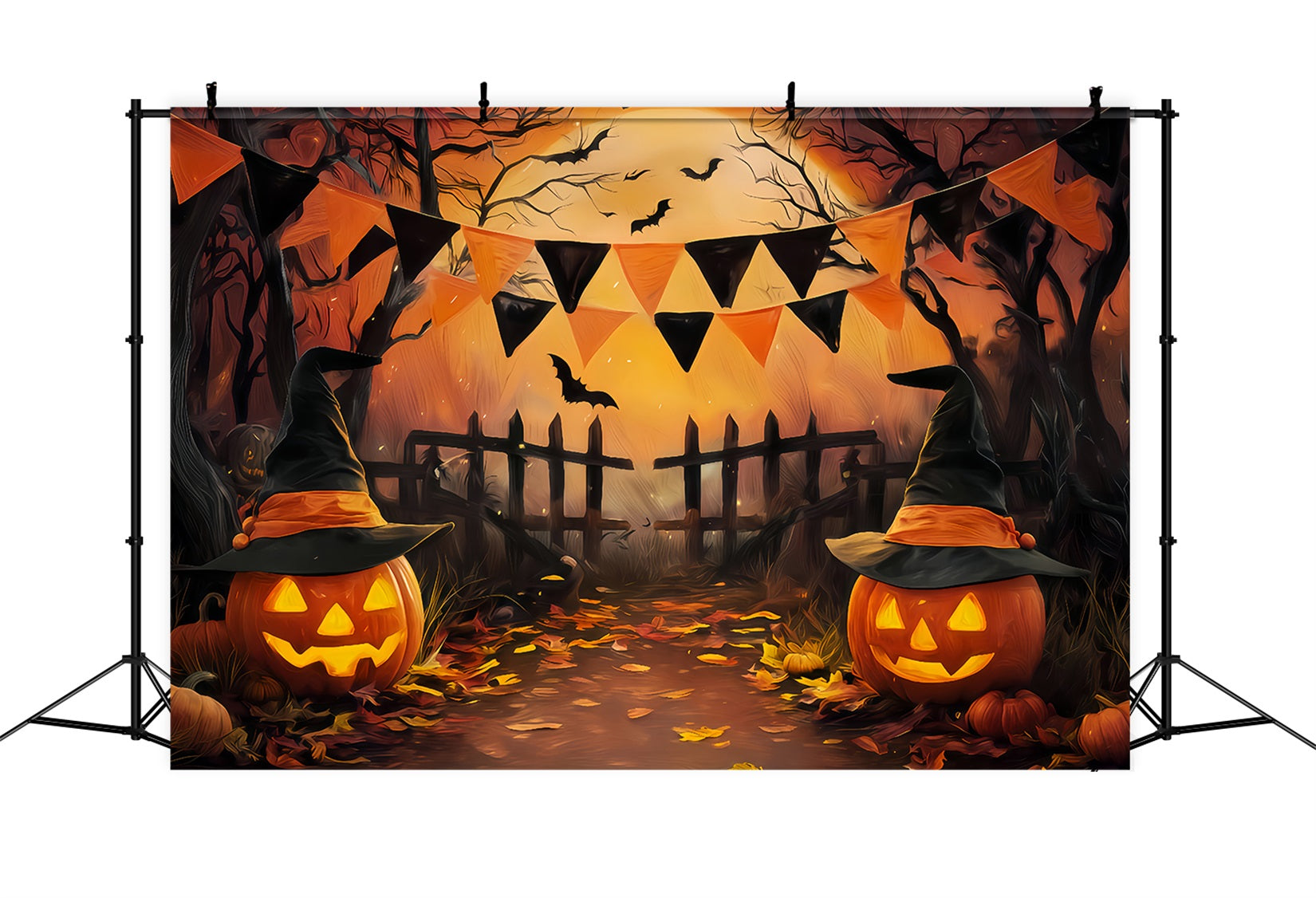 Halloween-Farbkulisse Hexenhut Kürbis-Tor Halloween-Fotokulisse TWW510-43