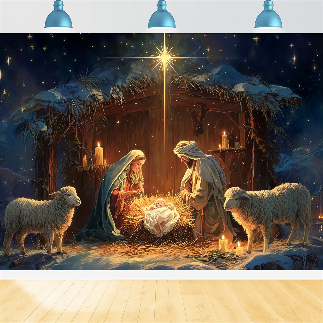 Krippen-Hintergrund Heilige Familie Krippe Nacht Weihnachts-Hintergründe TWW510-81
