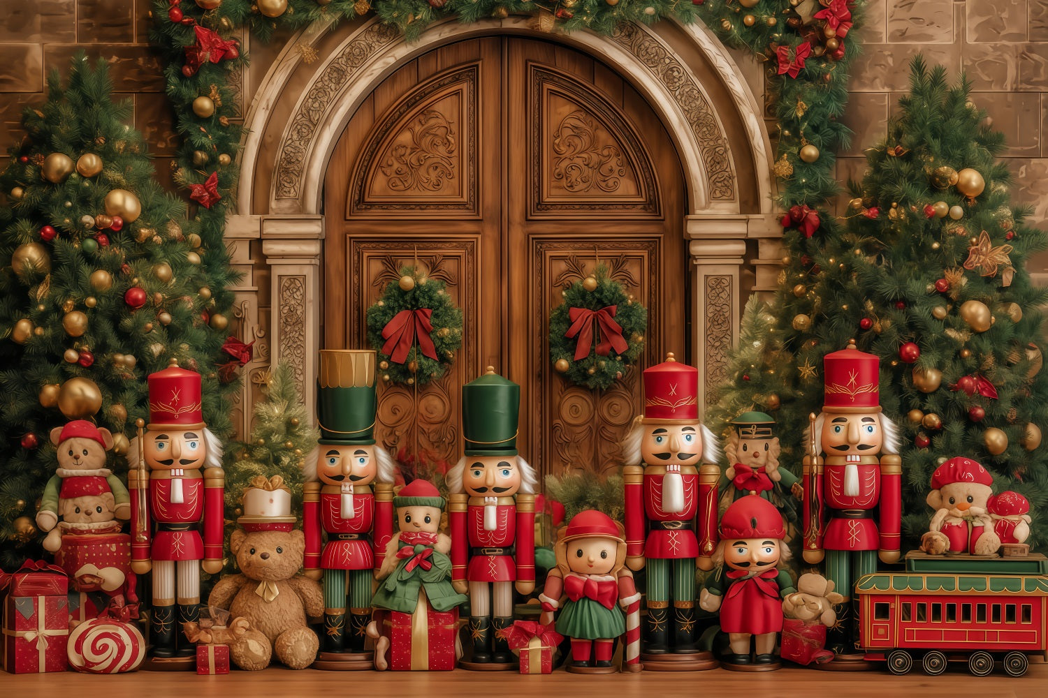 Nussknacker-Hintergründe Nussknacker-Spielzeugsoldaten-Display Weihnachtshintergrund-Ideen TWW510-85