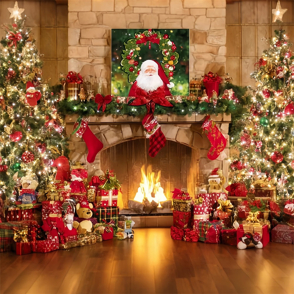 Weihnachtsmann-Hintergrund Kaminstrümpfe Geschenkbaum Weihnachts-Hintergrund-Ideen TWW510-93