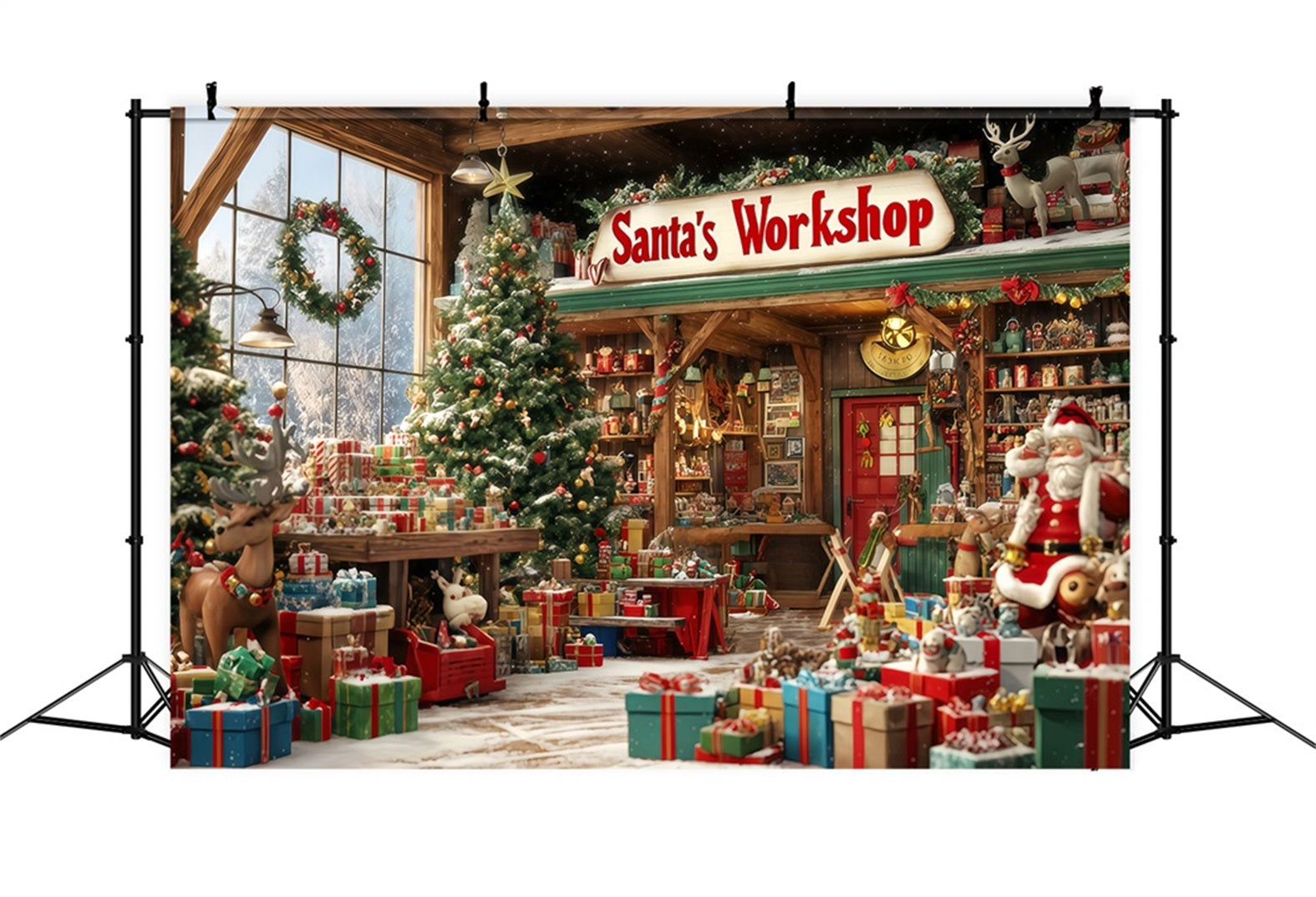 Weihnachtsmann-Werkstatt-Hintergrund Spielzeugladen Geschenk-Wunderland Weihnachts-Hintergrund TWW510-94
