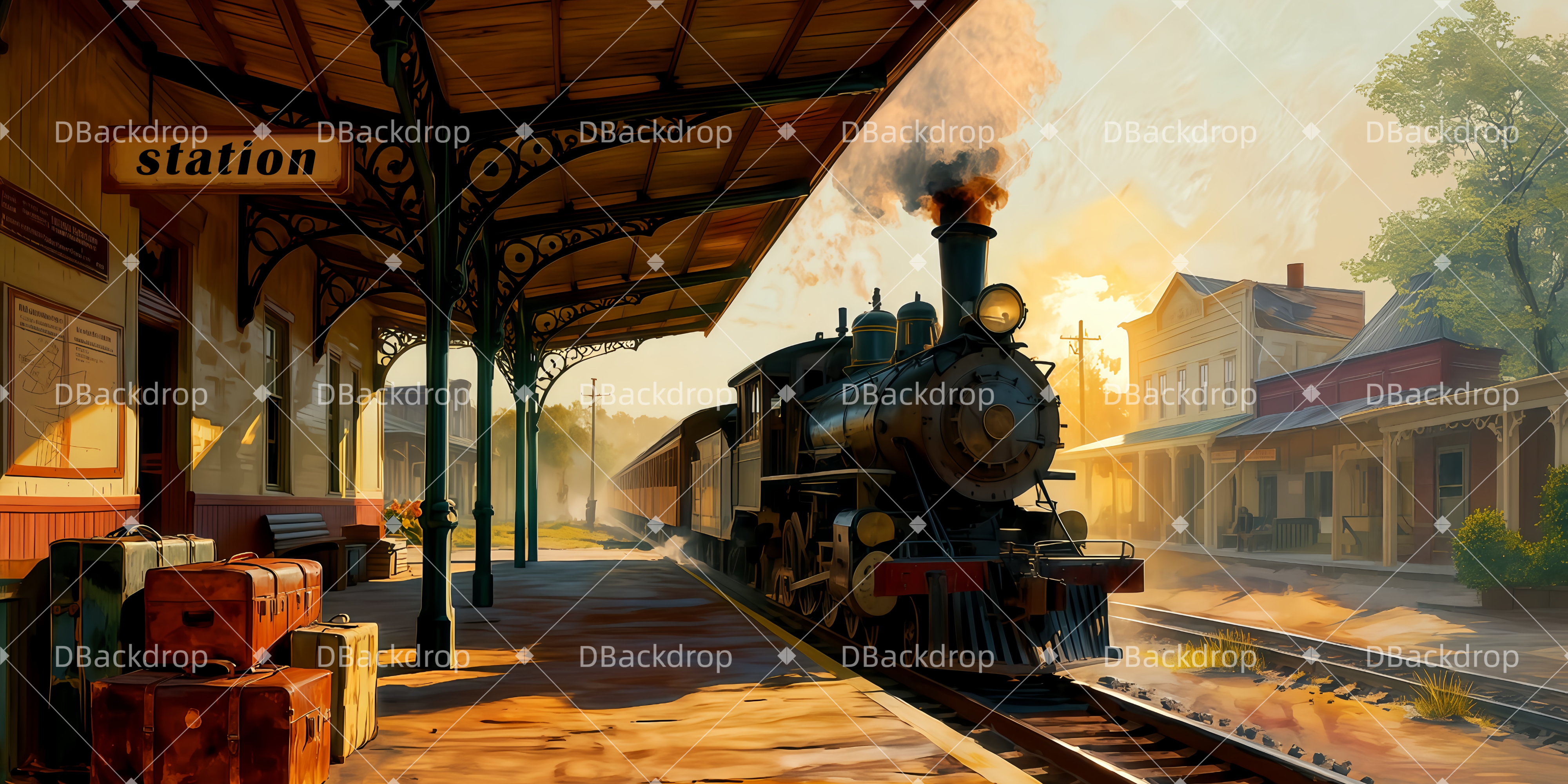 Vintage Theater Backdrop Bahnhof Theaterbühnenbau TWW511-T12