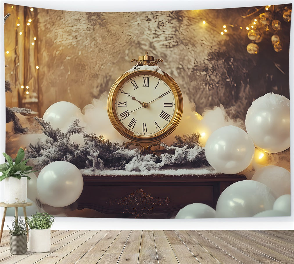 Neujahrs-Hintergrund Frostige Countdown-Uhr-Lichter Silvester-Hintergrund TWW512-22