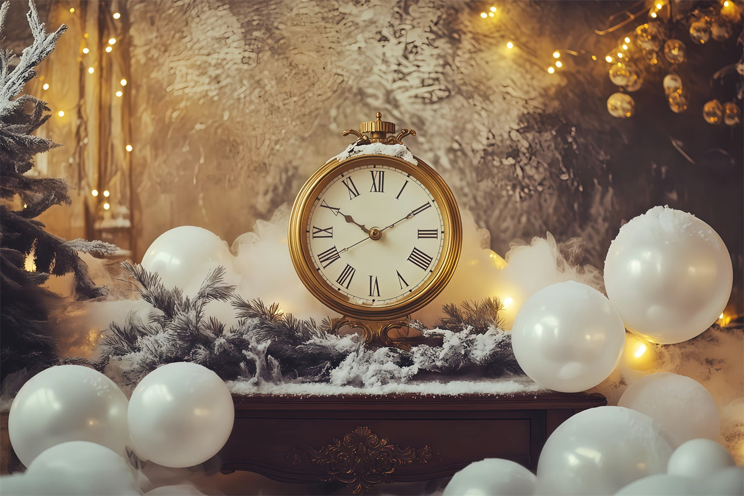 Neujahrs-Hintergrund Frostige Countdown-Uhr-Lichter Silvester-Hintergrund TWW512-22