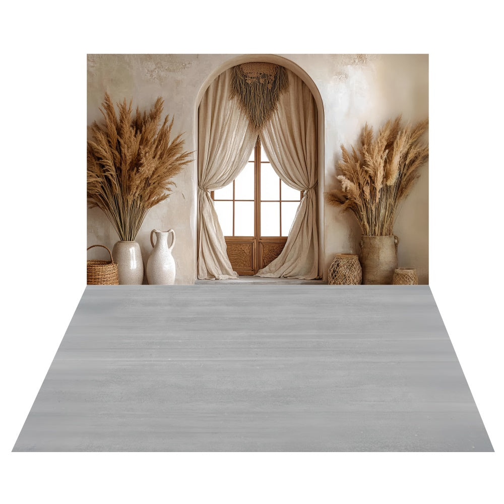 Drapierung Fenster Pampas Hintergrund+Urban Gray Floor Backdrop TWW57-108