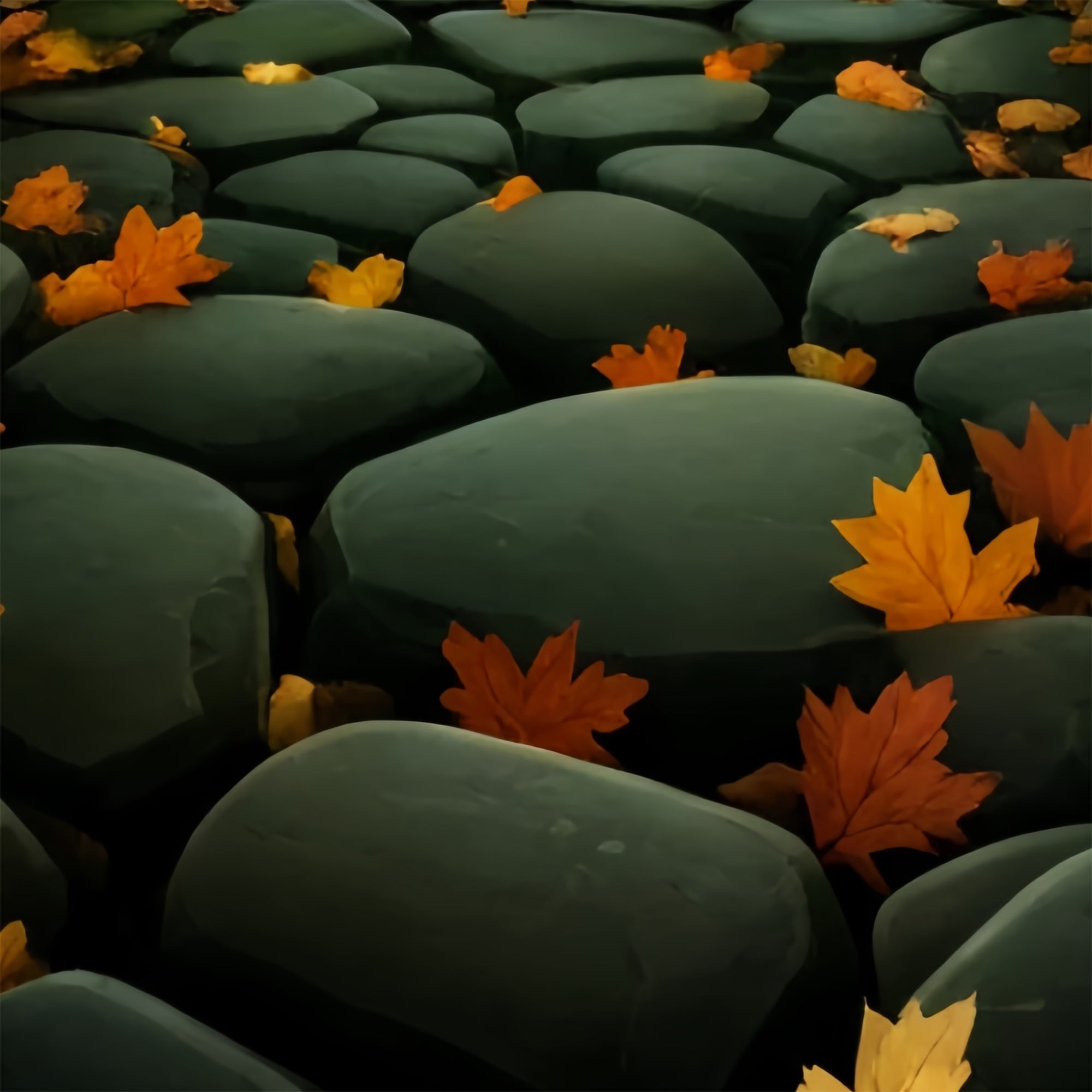 Fotokulisse Boden Blätter Steinweg Bodenkulisse TWW57-40