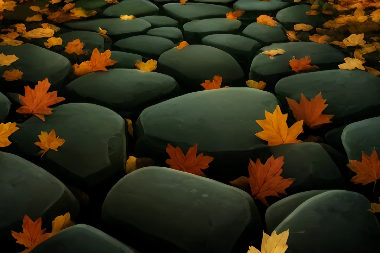 Fotokulisse Boden Blätter Steinweg Bodenkulisse TWW57-40