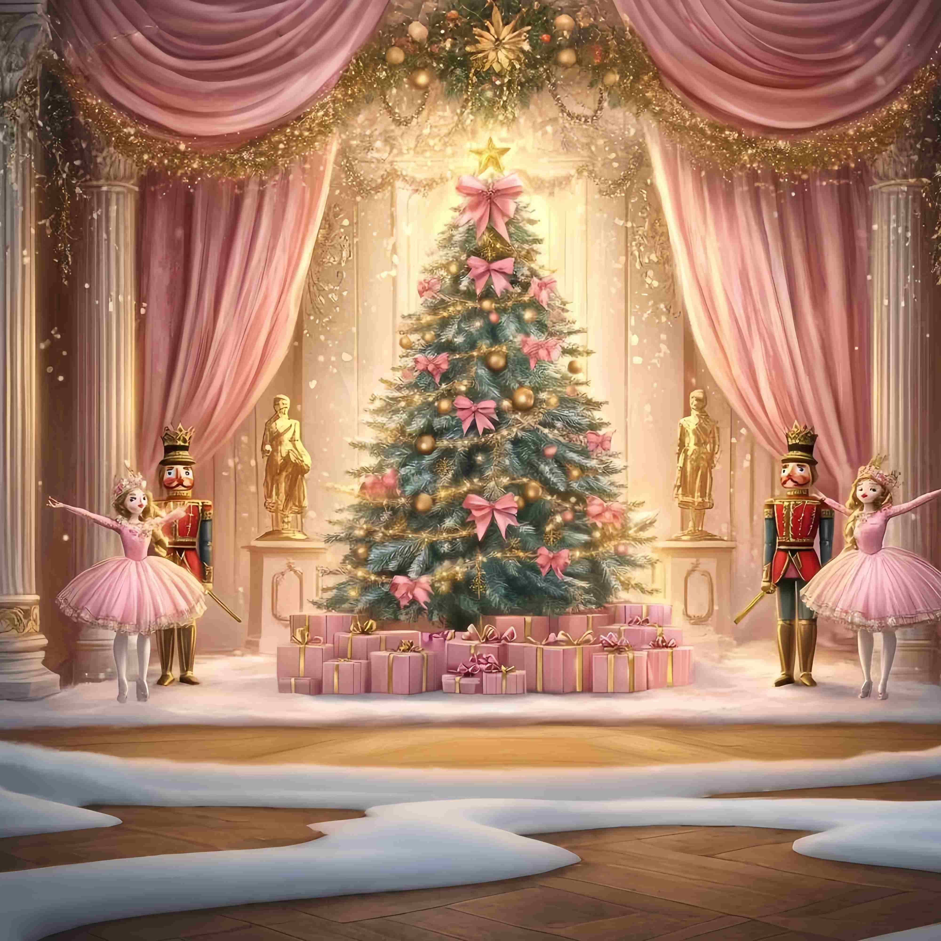 Nussknacker Backdrop Ballett Rosa Weihnachtszauber Weihnachten Fotografie Studiohintergrund TWW58-74