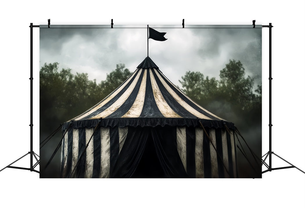 Karnevalszelt-Fotohintergrund Vintage Schwarz-Weißes Zelt Zirkus Karnevals-Fotohintergrund TWW59-10