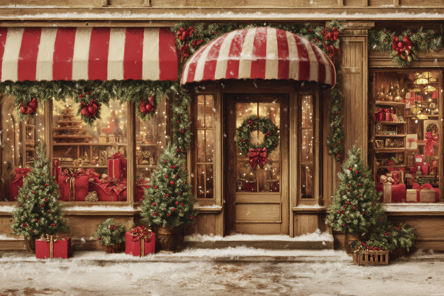 Spielzeugladen Fotohintergrund Zuckerstange Geschenkeladen-Weihnachtsfotografie-Hintergründe TWW59-109