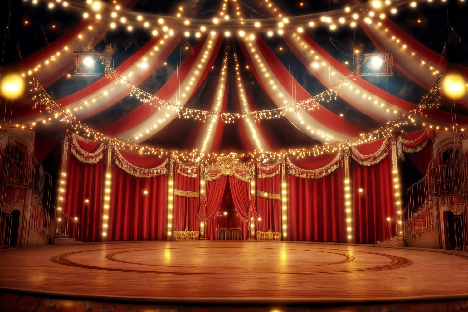 Karnevalszelt-Fotohintergrund Große rote Samt-Bühne Fotografie Zirkus-Fotohintergrund TWW59-12