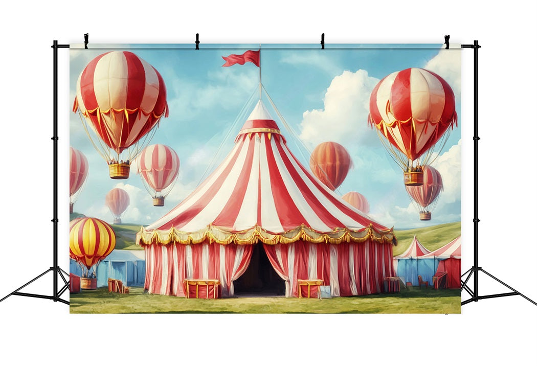 Karnevalszelt-Fotohintergrund Heißluftballons Karneval Pastellfarbener Zirkus-Fotohintergrund TWW59-16