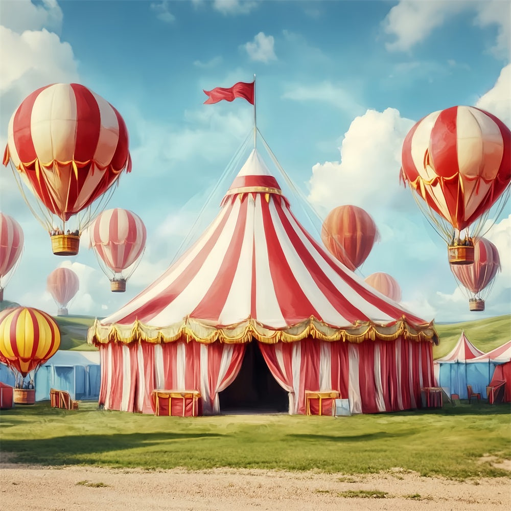 Karnevalszelt-Fotohintergrund Heißluftballons Karneval Pastellfarbener Zirkus-Fotohintergrund TWW59-16