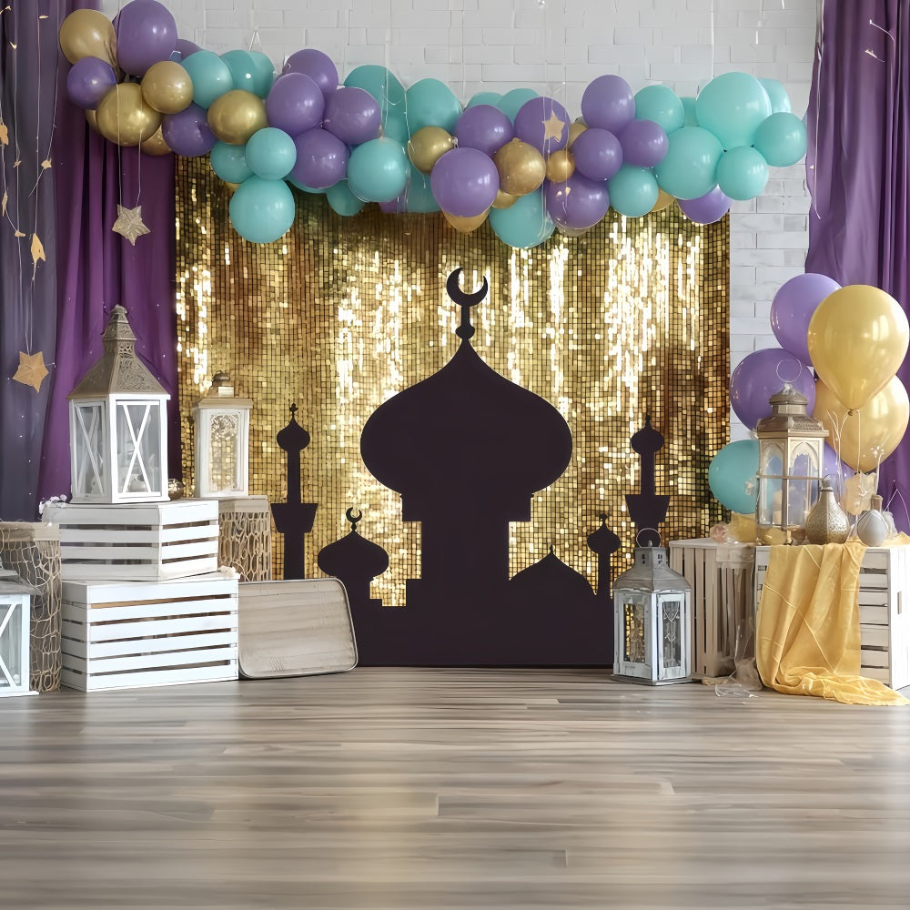 Cake Smash Fotohintergrund Goldene Laternen Palast Glanz Geburtstag Fotohintergrund TWW59-217