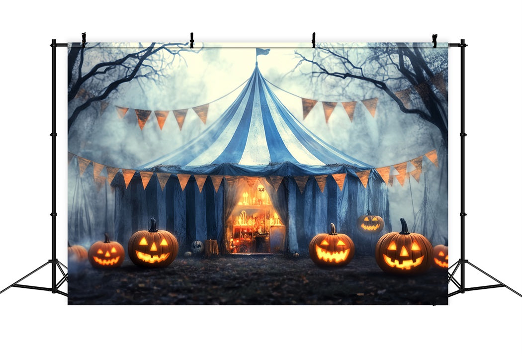 Halloween-Zirkus-Fotohintergrund Nebliger Kürbis Spukzelt Zirkus-Fotohintergrund-Ideen TWW59-24