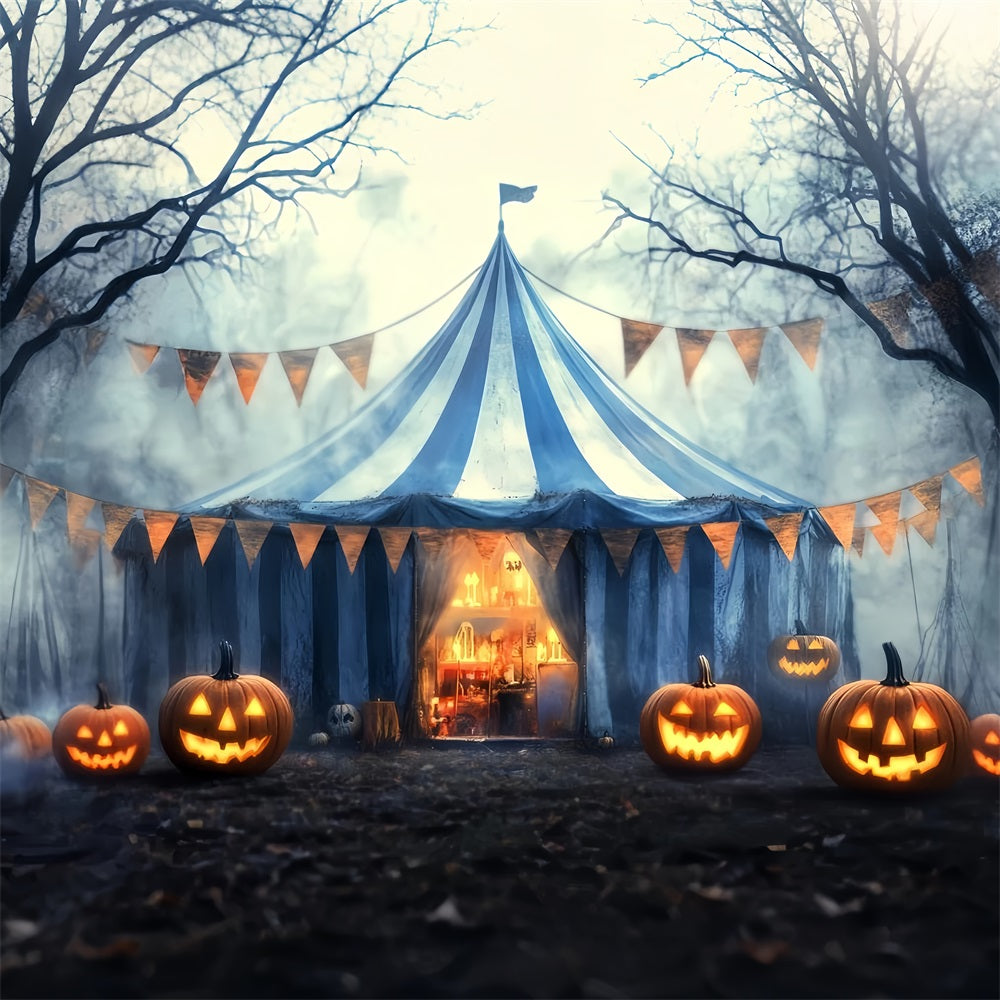 Halloween-Zirkus-Fotohintergrund Nebliger Kürbis Spukzelt Zirkus-Fotohintergrund-Ideen TWW59-24
