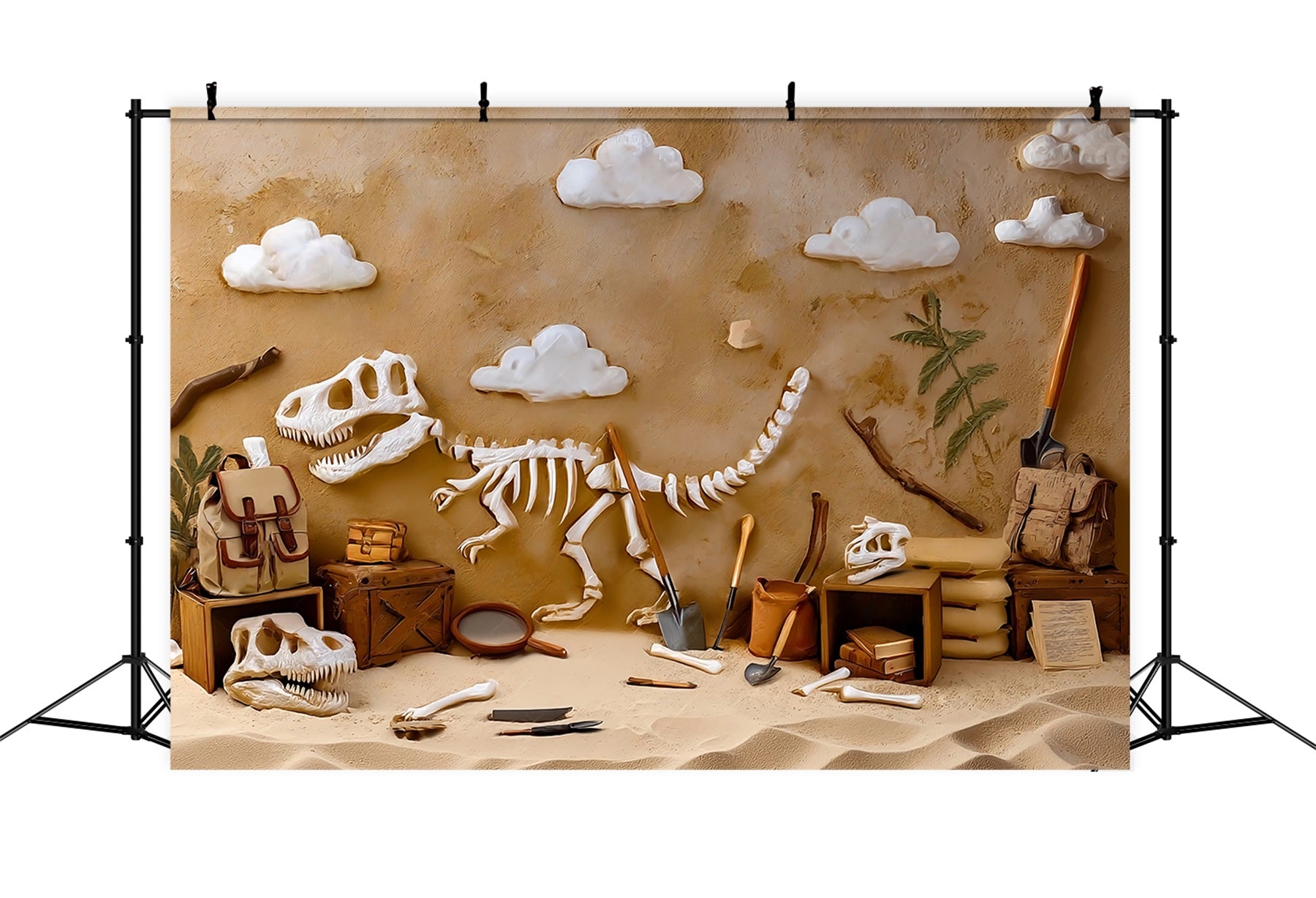 Cake Smash-Fotohintergrund Dinosaurier-Fossil-Abenteuer-Ausgrabung Geburtstagshintergründe TWW59-246