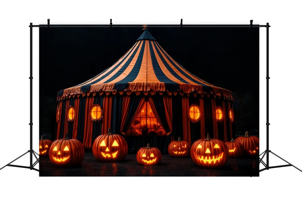 Halloween-Zirkus-Fotohintergrund Kürbislaterne Gruseliges Zirkuszelt-Fotohintergrundideen TWW59-28