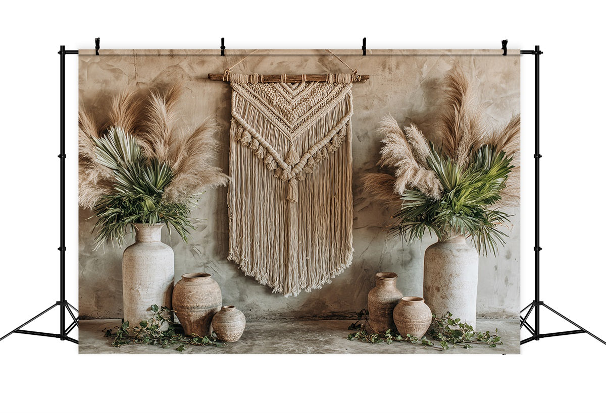 Hochzeits-Makramee-Kulisse Rustikale Makramee-Pampas-Dekoration Boho-Hochzeitskulisse TWW59-50