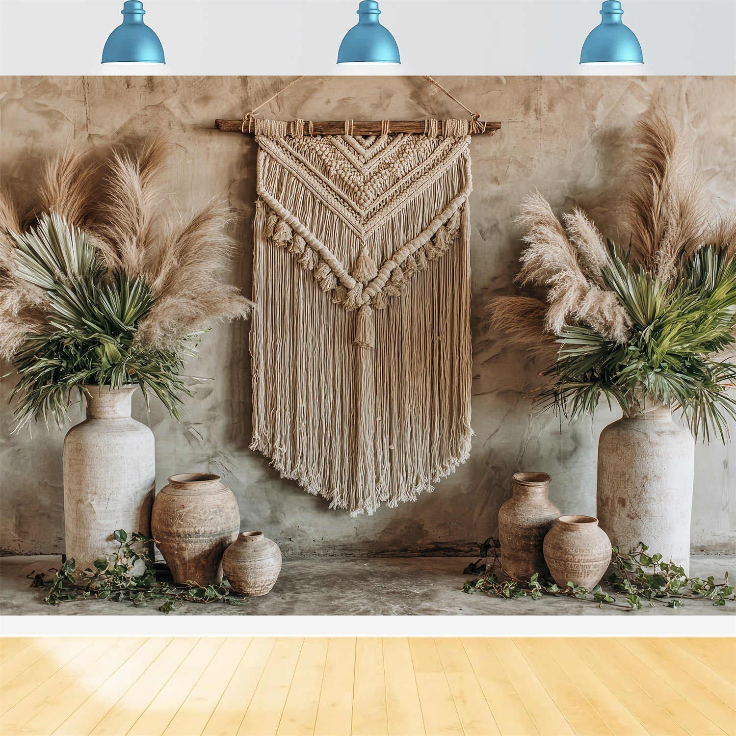 Hochzeits-Makramee-Kulisse Rustikale Makramee-Pampas-Dekoration Boho-Hochzeitskulisse TWW59-50