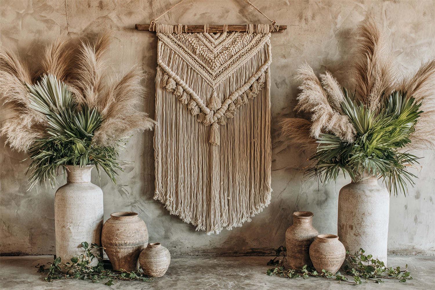 Hochzeits-Makramee-Kulisse Rustikale Makramee-Pampas-Dekoration Boho-Hochzeitskulisse TWW59-50