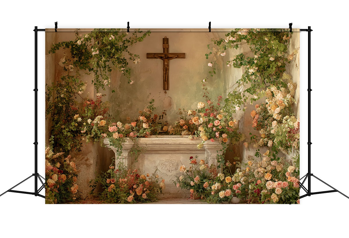 Hochzeit Fotohintergrund Romantische Blumen Kapelle Altar Hochzeit Fotohintergrund Ideen TWW59-58
