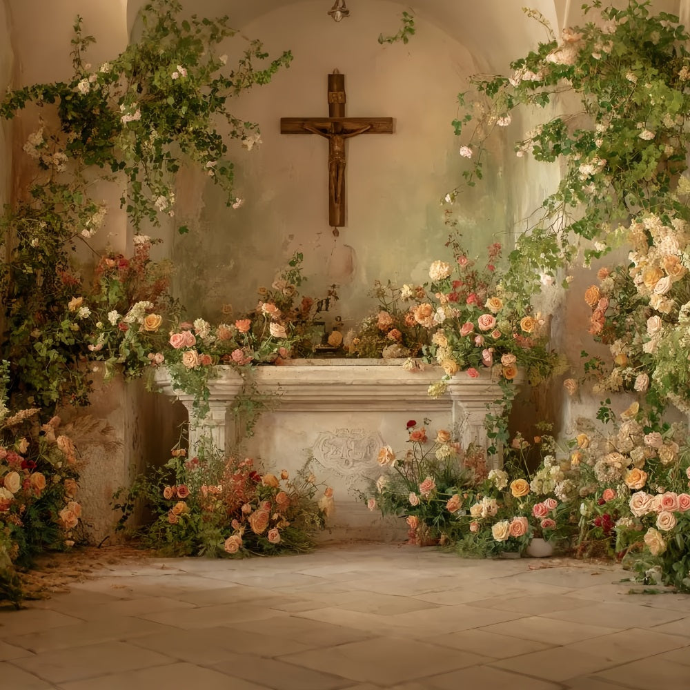 Hochzeit Fotohintergrund Romantische Blumen Kapelle Altar Hochzeit Fotohintergrund Ideen TWW59-58