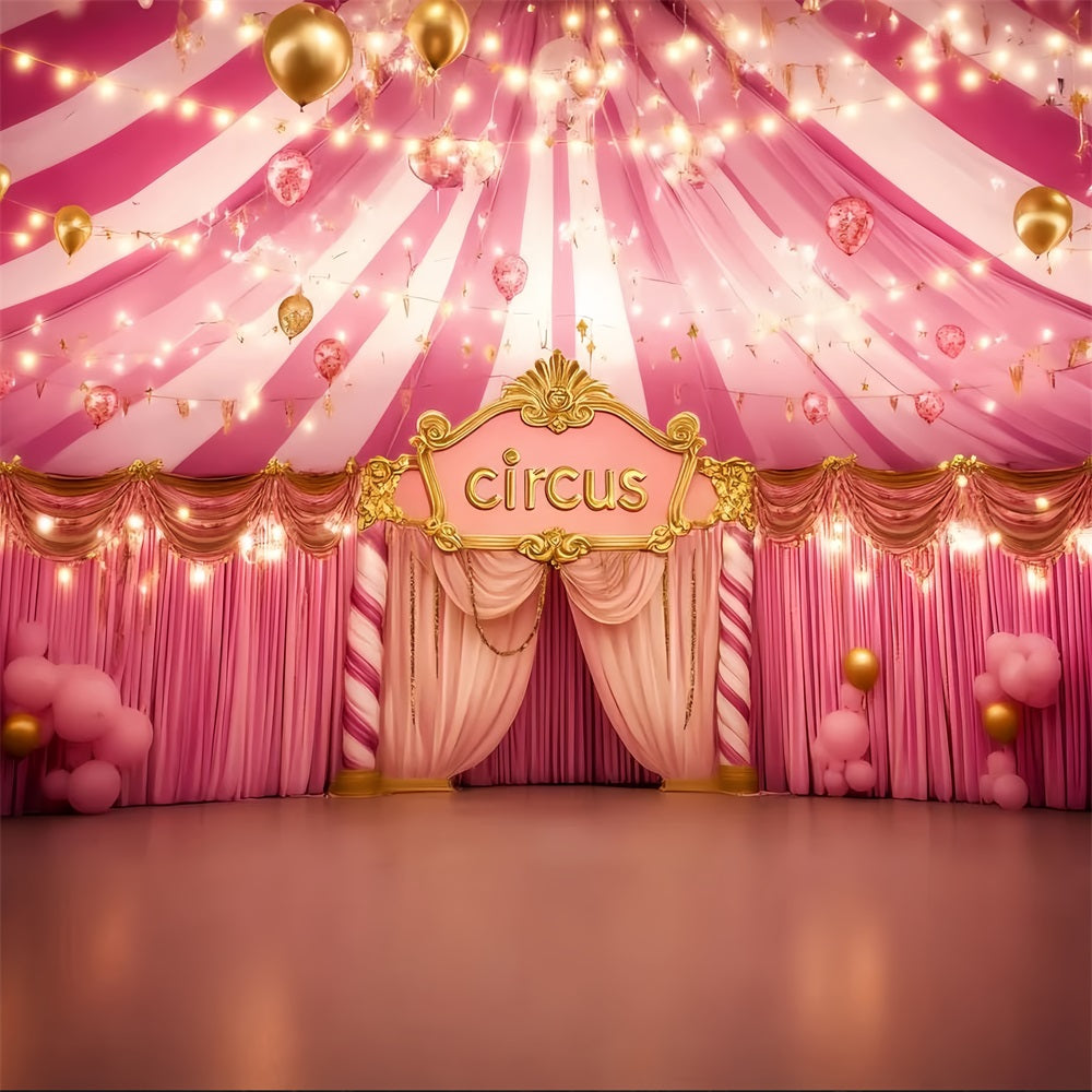 Karnevalszelt-Fotohintergrund Rosa Goldener Glamour Saal Rosa Zirkus-Fotohintergrund TWW59-8