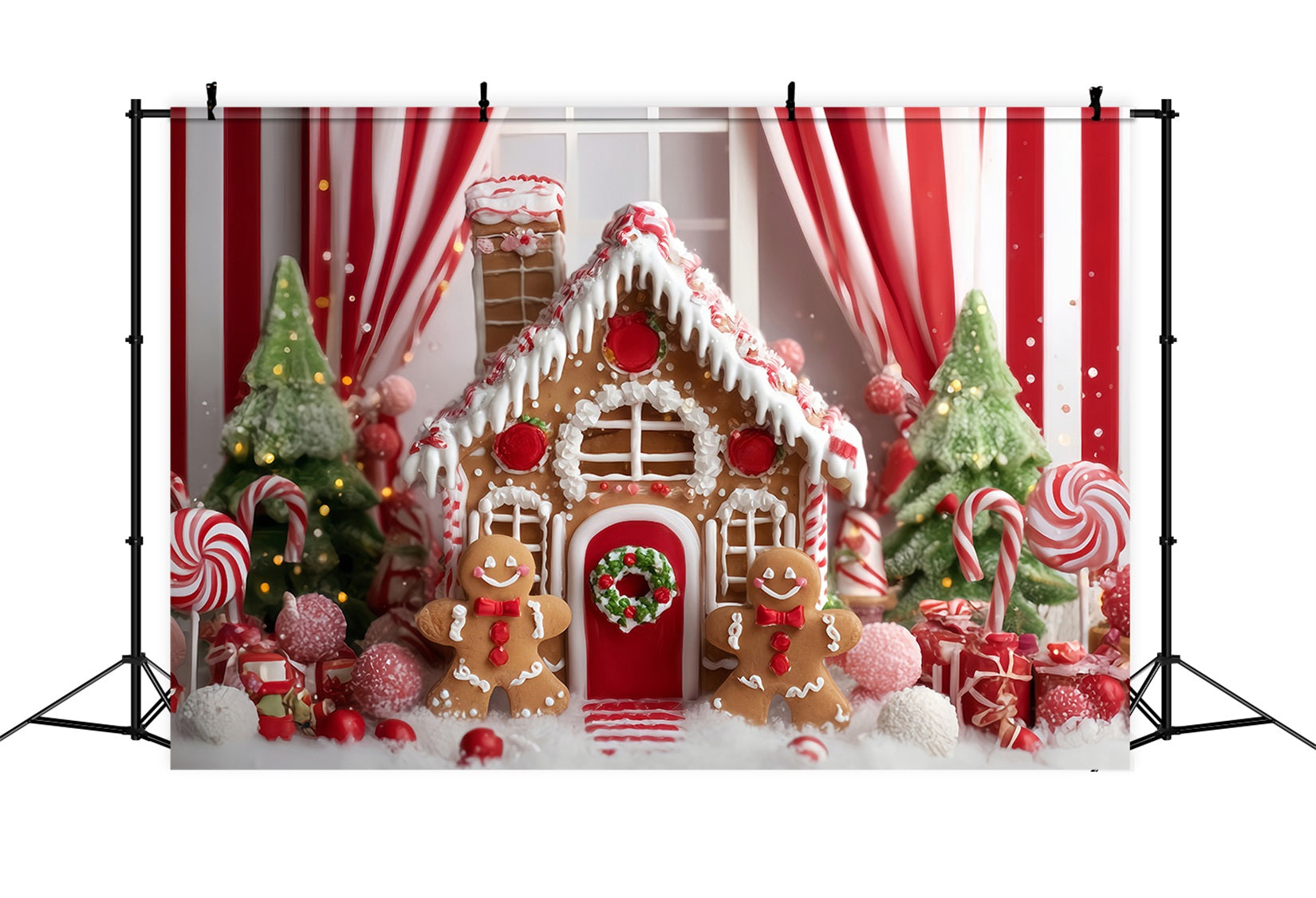 Lebkuchenhaus Fotohintergrund Zuckerstange Lebkuchenraum Weihnachtsfoto-Hintergründe TWW59-90