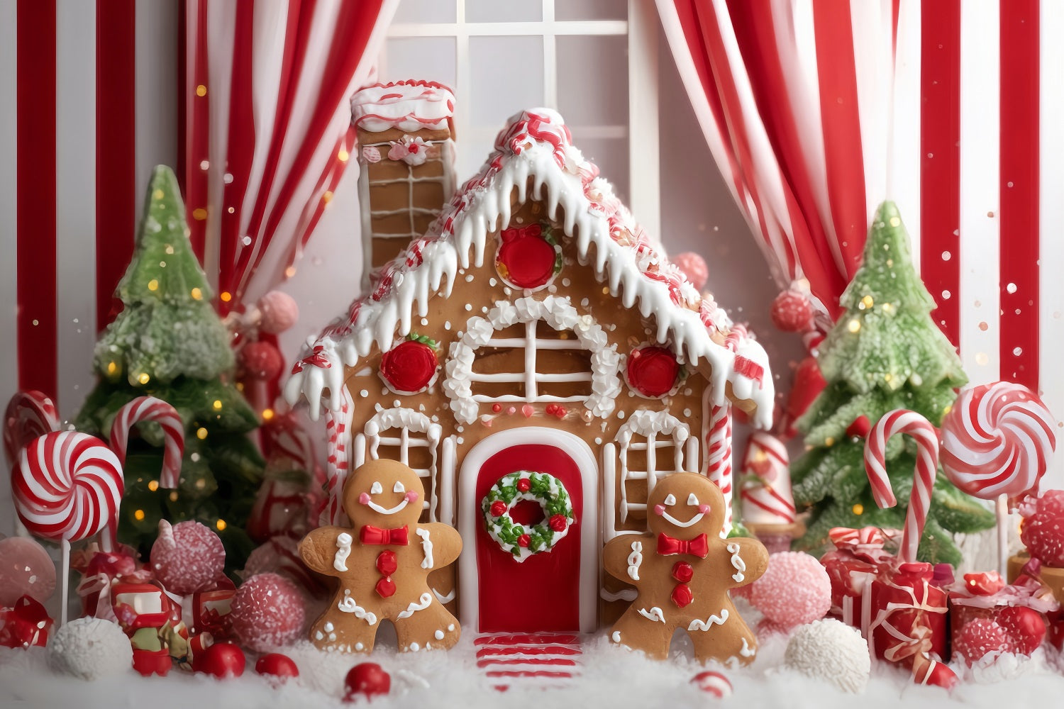 Lebkuchenhaus Fotohintergrund Zuckerstange Lebkuchenraum Weihnachtsfoto-Hintergründe TWW59-90