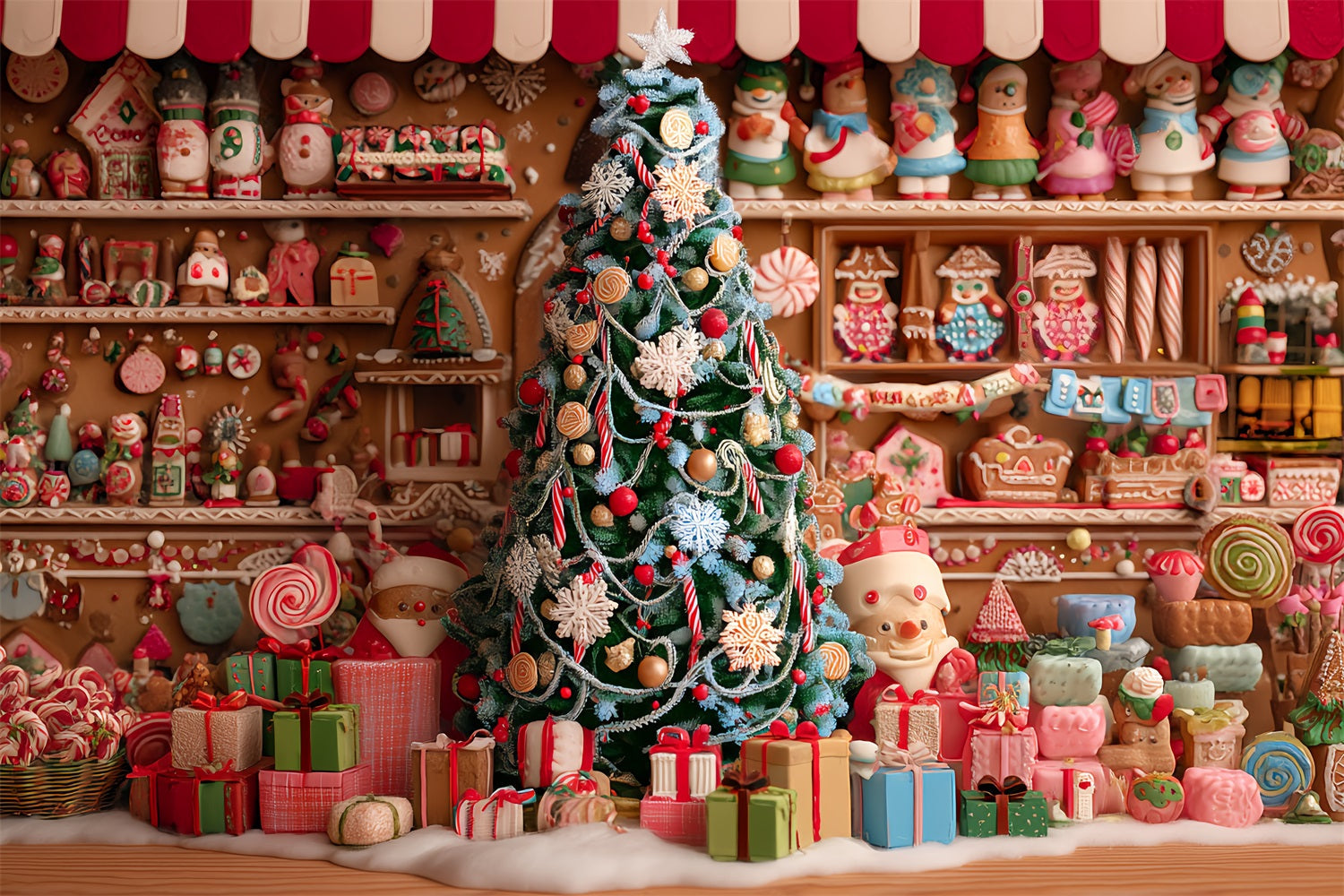 Lebkuchenhaus Fotohintergrund Lebkuchenbäckerei Weihnachtsbaum WeihnachtsFotohintergrund TWW59-91