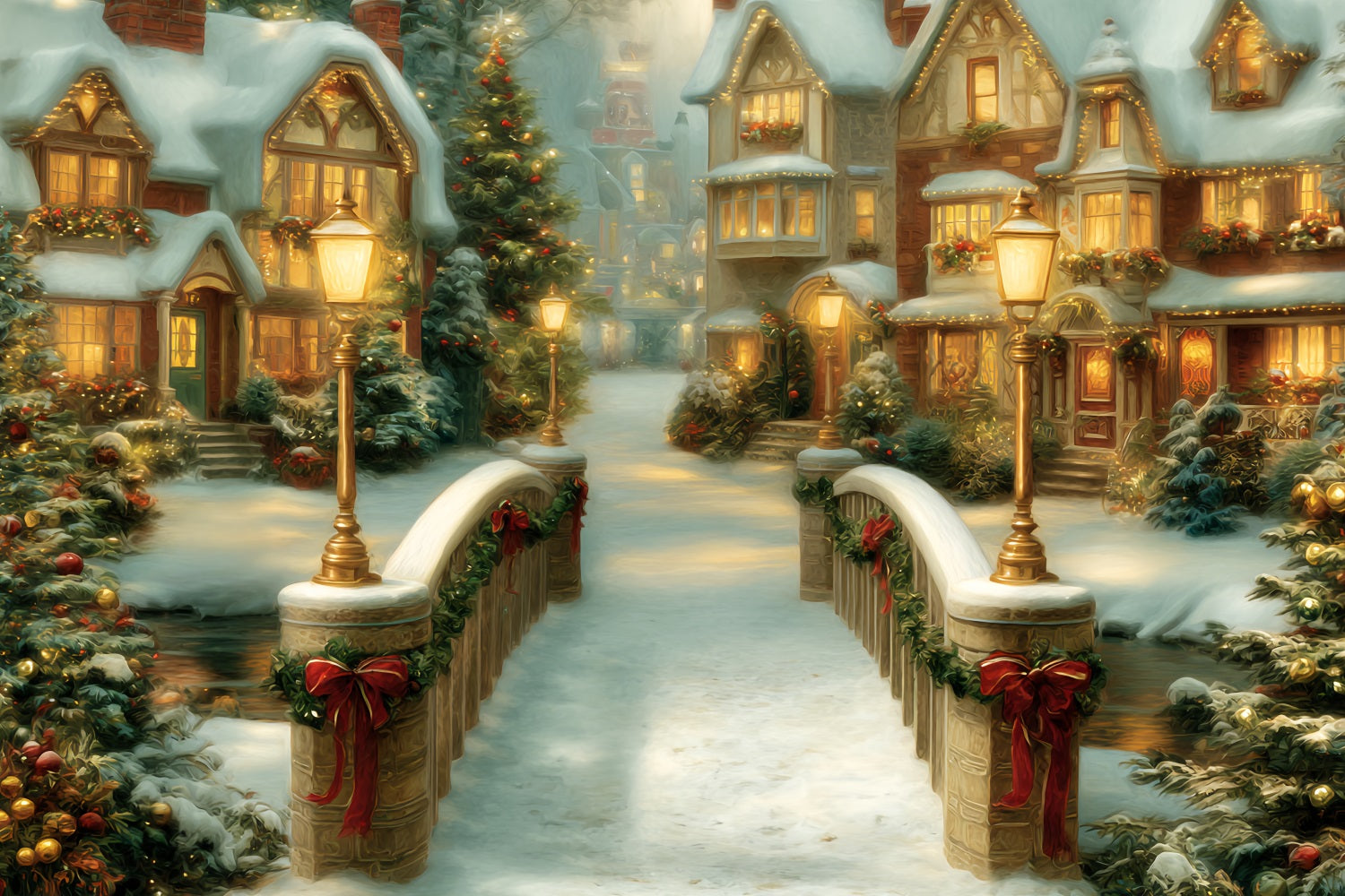 Weihnachtsdorf Fotohintergrund Goldene Brücke Ferienhäuser WeihnachtsFotohintergrund TWW59-99