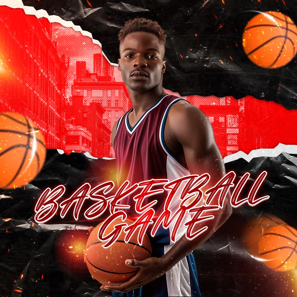 Basketball-Hintergrundkulisse Urban Hoops Vibe Kundenspezifische Sport-Event-Hintergrundkulisse TWW6-13