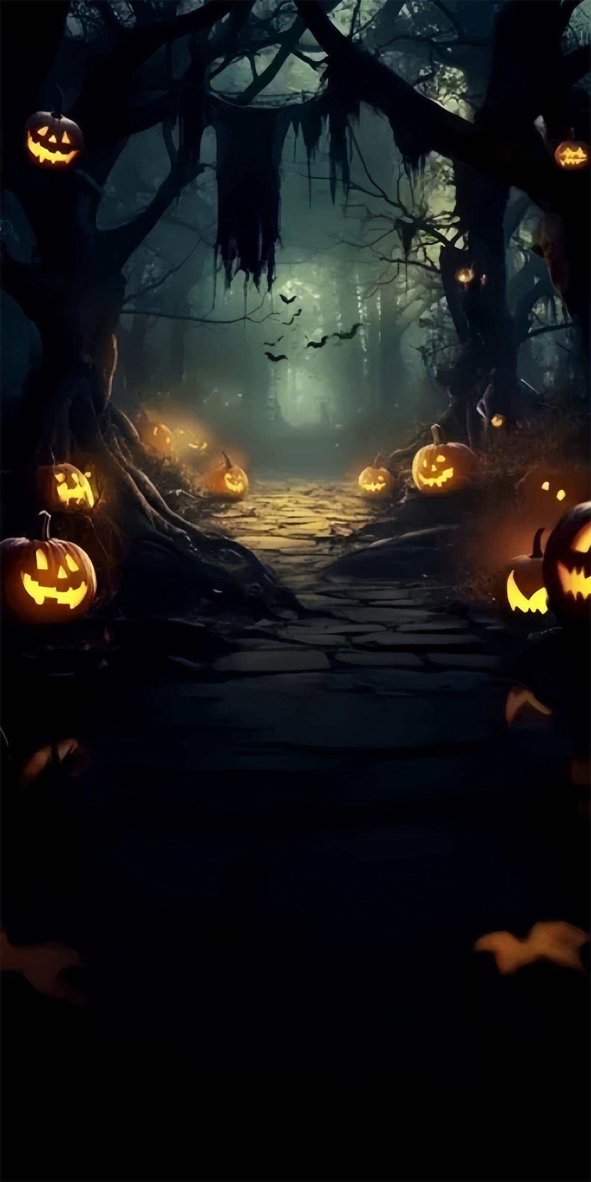 Halloween Fotohintergrund Mitternachtskürbis Pfad Sweep Backdrop TWW6-74