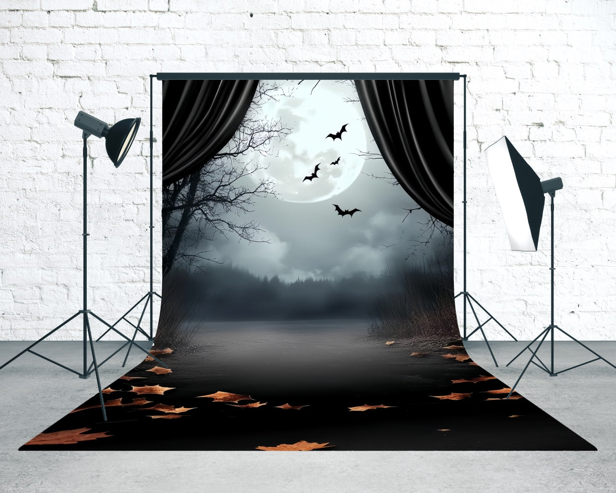 Halloween Backdrop Ideen Mitternachtsvorhang Seeufer Sweep Backdrop TWW6-75