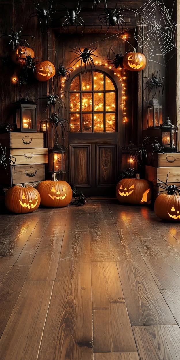 Halloween Fotohintergrund Kürbis Spinne Veranda Sweep Backdrop TWW6-76