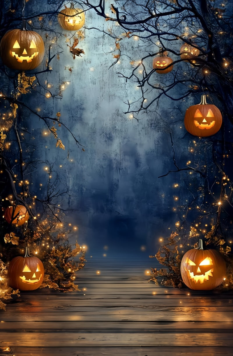 Halloween Fotokulisse Kürbis Glühender Weg Sweep Backdrop TWW6-77