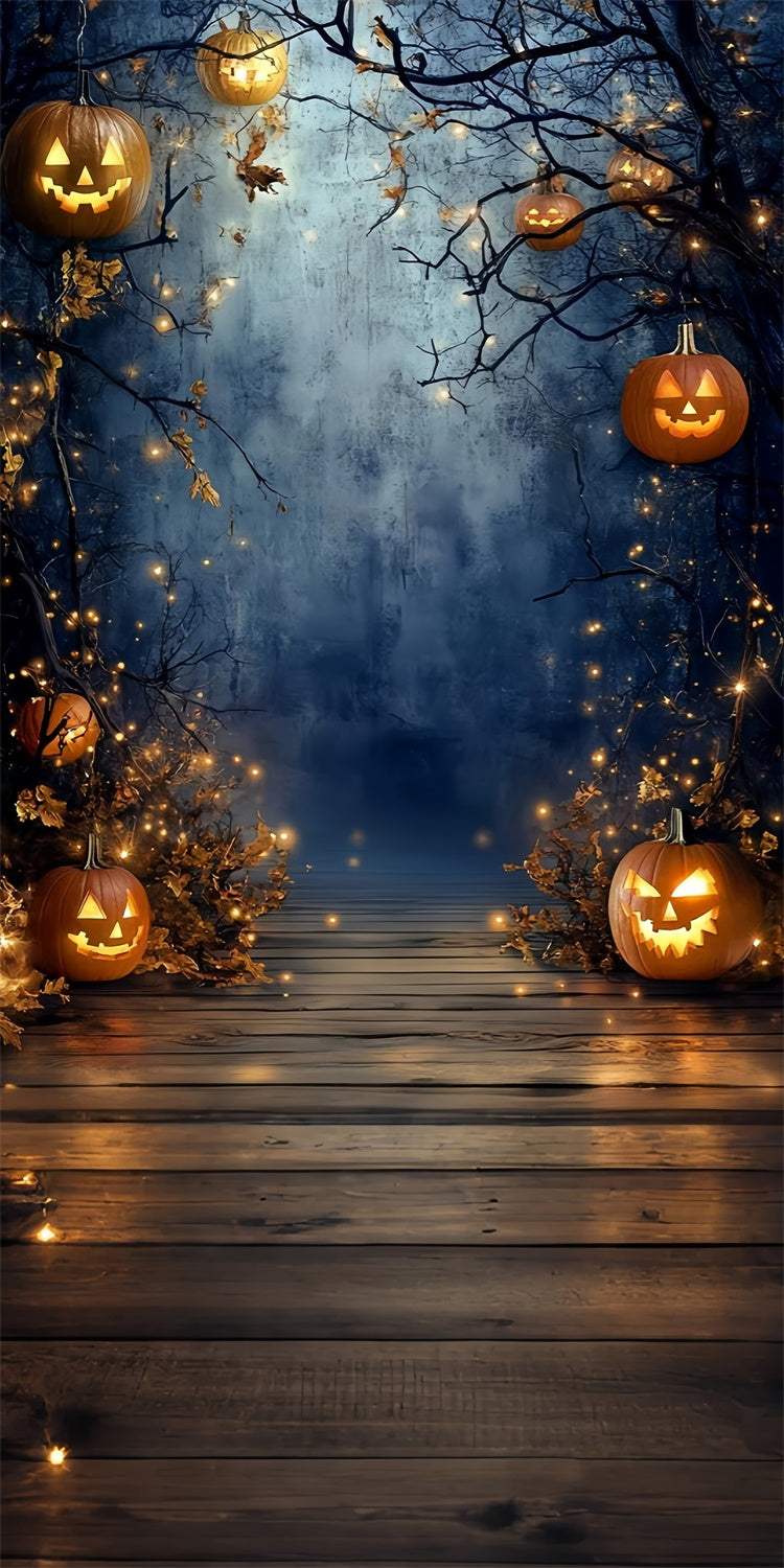 Halloween Fotokulisse Kürbis Glühender Weg Sweep Backdrop TWW6-77