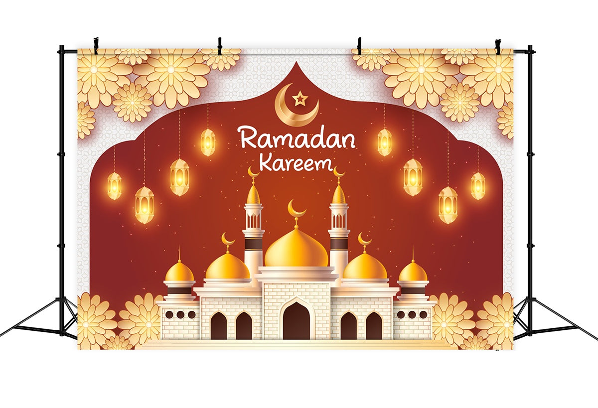 Ramadan Backdrops Goldene Mondsichel Moschee Glow Backdrop XY2-103