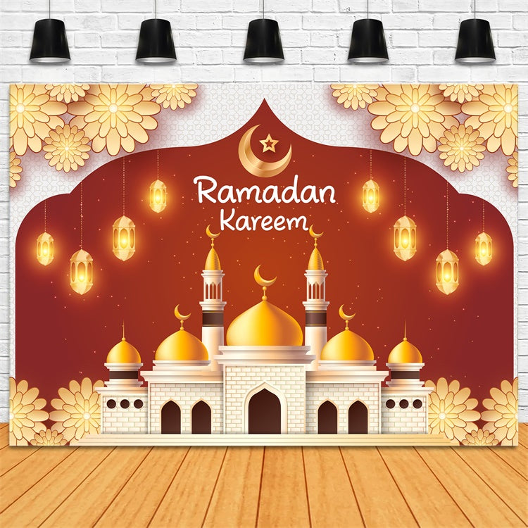 Ramadan Backdrops Goldene Mondsichel Moschee Glow Backdrop XY2-103