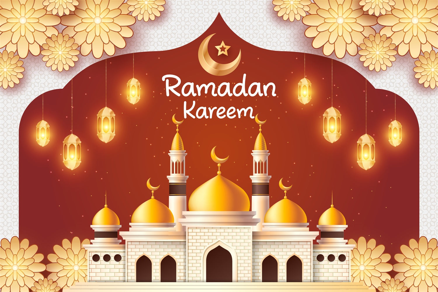 Ramadan Backdrops Goldene Mondsichel Moschee Glow Backdrop XY2-103